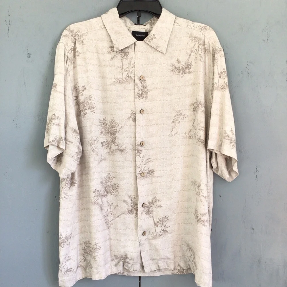 Men’s Vintages Button Down Claiborne Summer Hawaiian Shirt Size X-Large